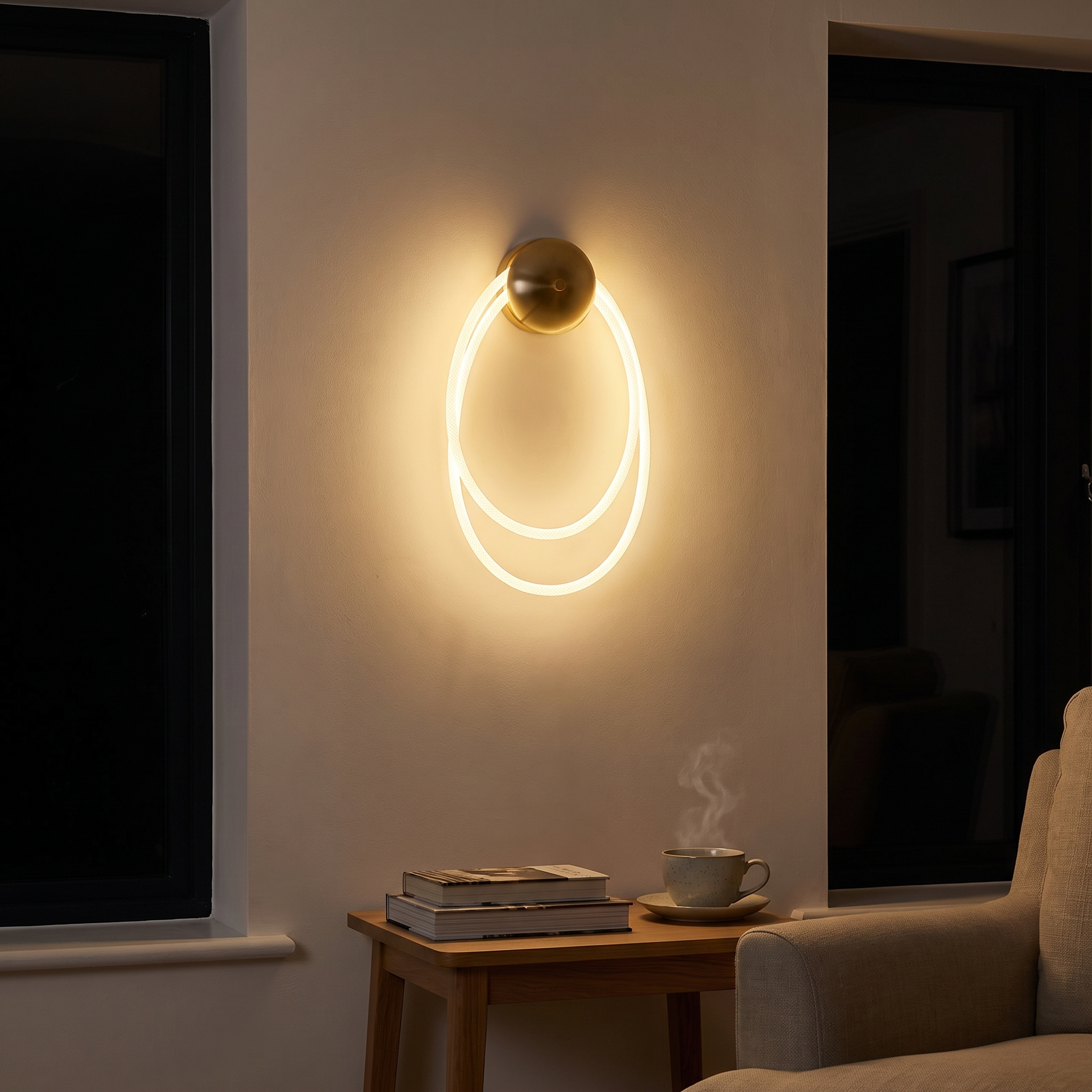 Laodokos - Gold and White Silicone Wall Lamp, image 3