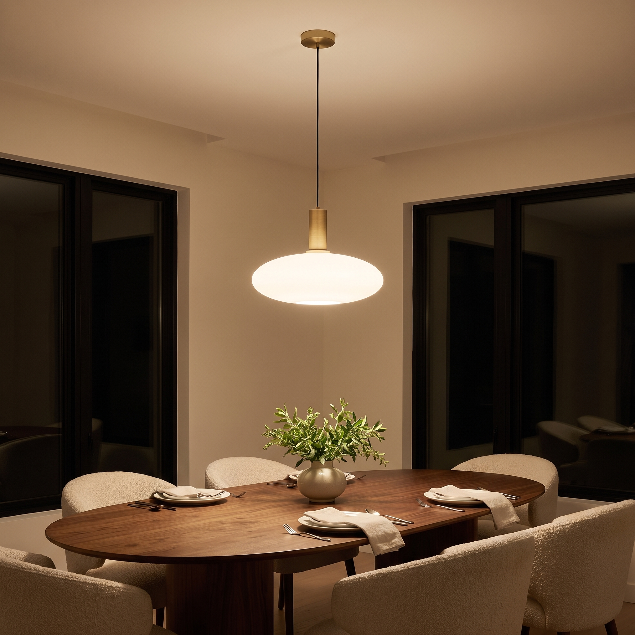 Aigaion - Brass and White Glass Pendant Light, image 3