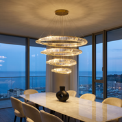 Tina - Gold Crystal Chandelier - 4 layers ∅ 39.4″+31.5″+23.6″+15.7″ x H 59″ / Gold / Warm Light