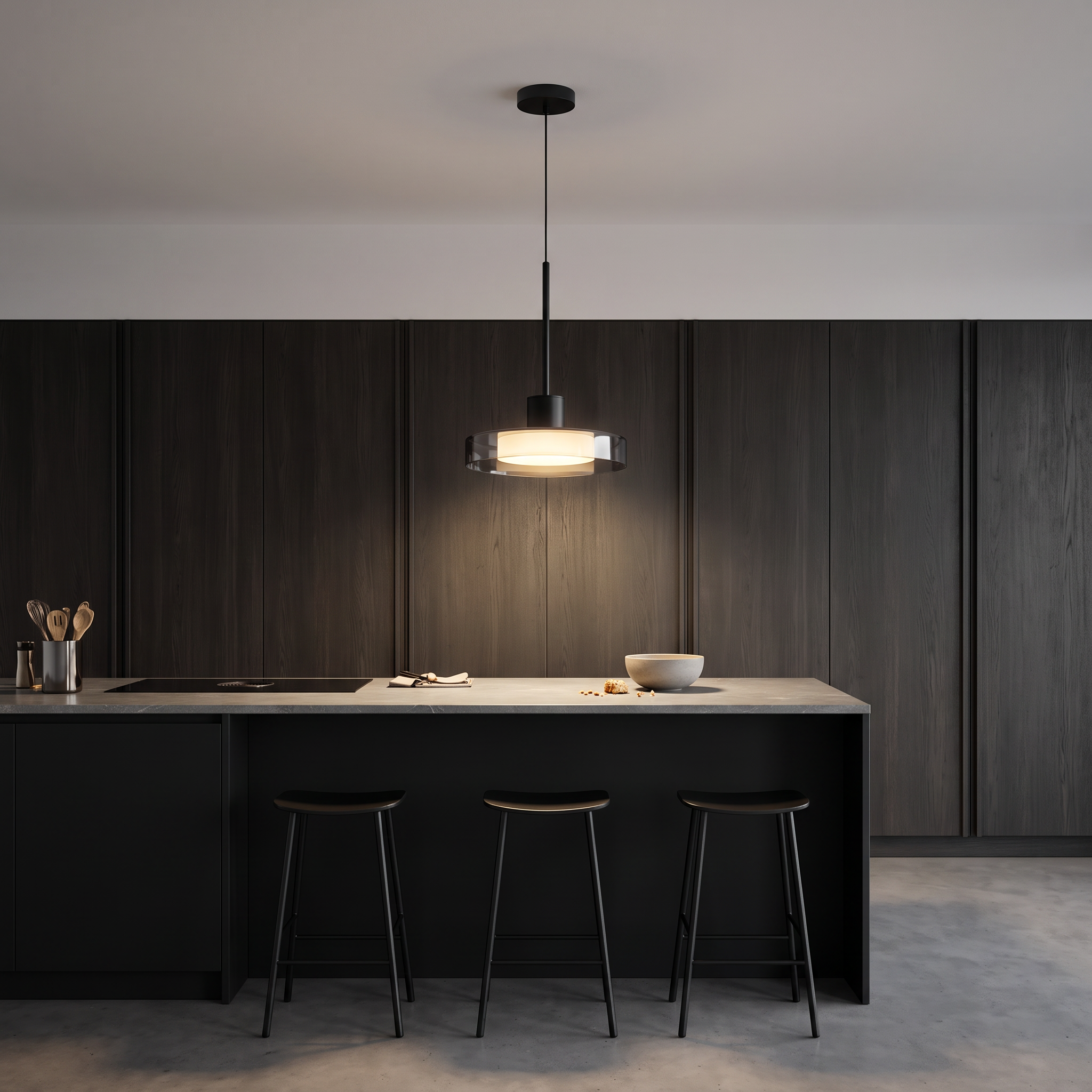 Mabel - Smoke Gray Glass Pendant Light