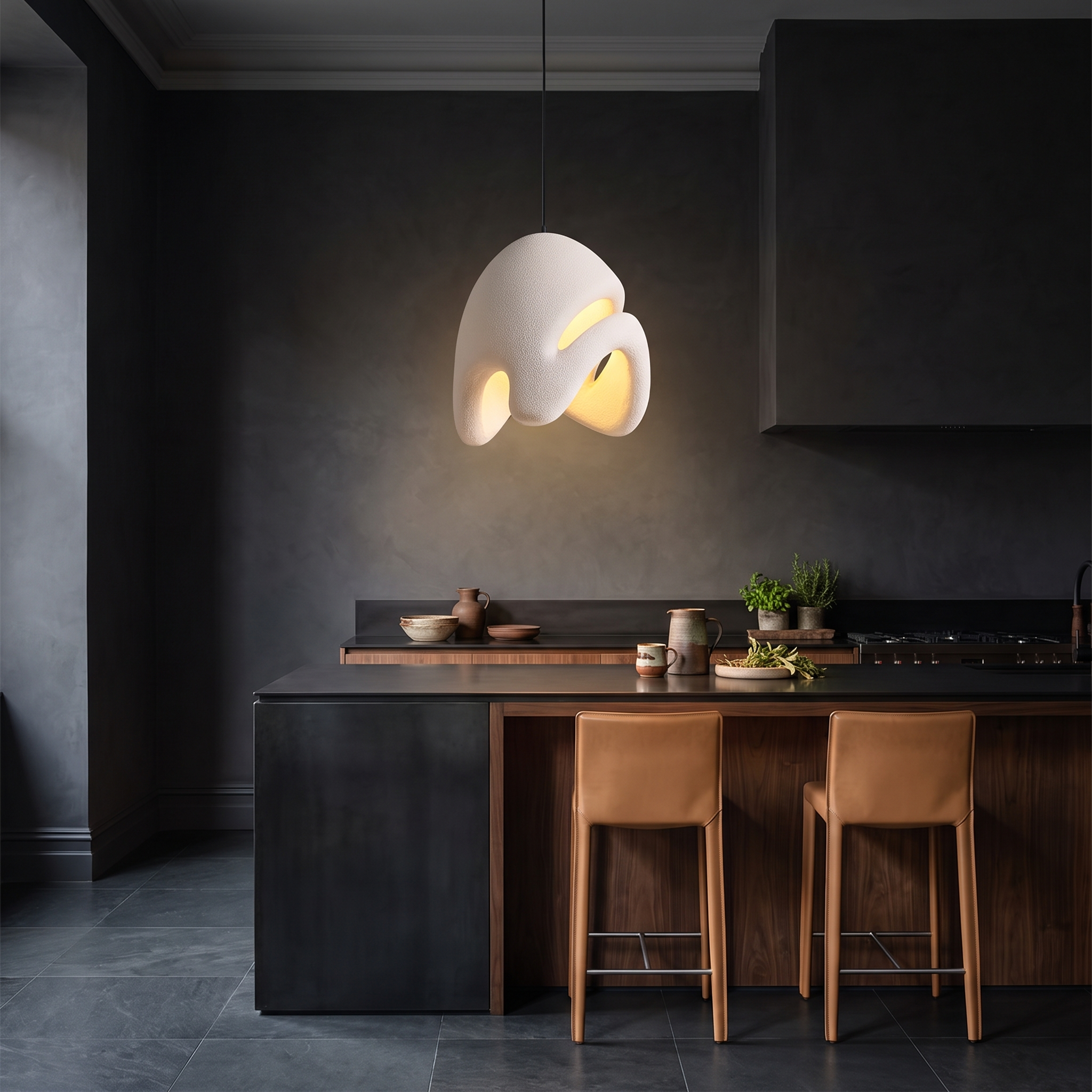 Fiona - Textured White Pendant Lamp in a styled interior
