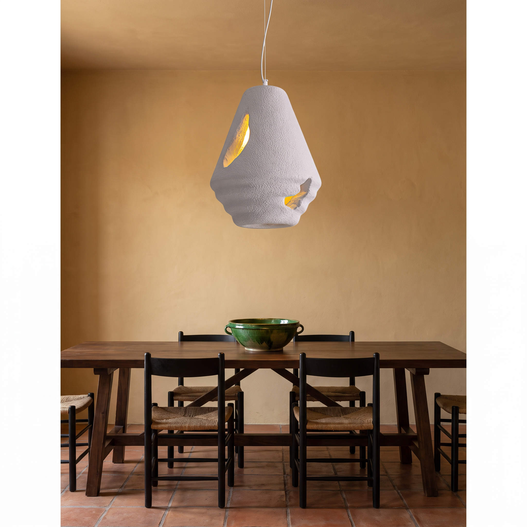 Fiona - Textured White Pendant Lamp - Model B ∅ 13.4″ x H 16.9″ / Dia 34cm x H 43cm / Texture white