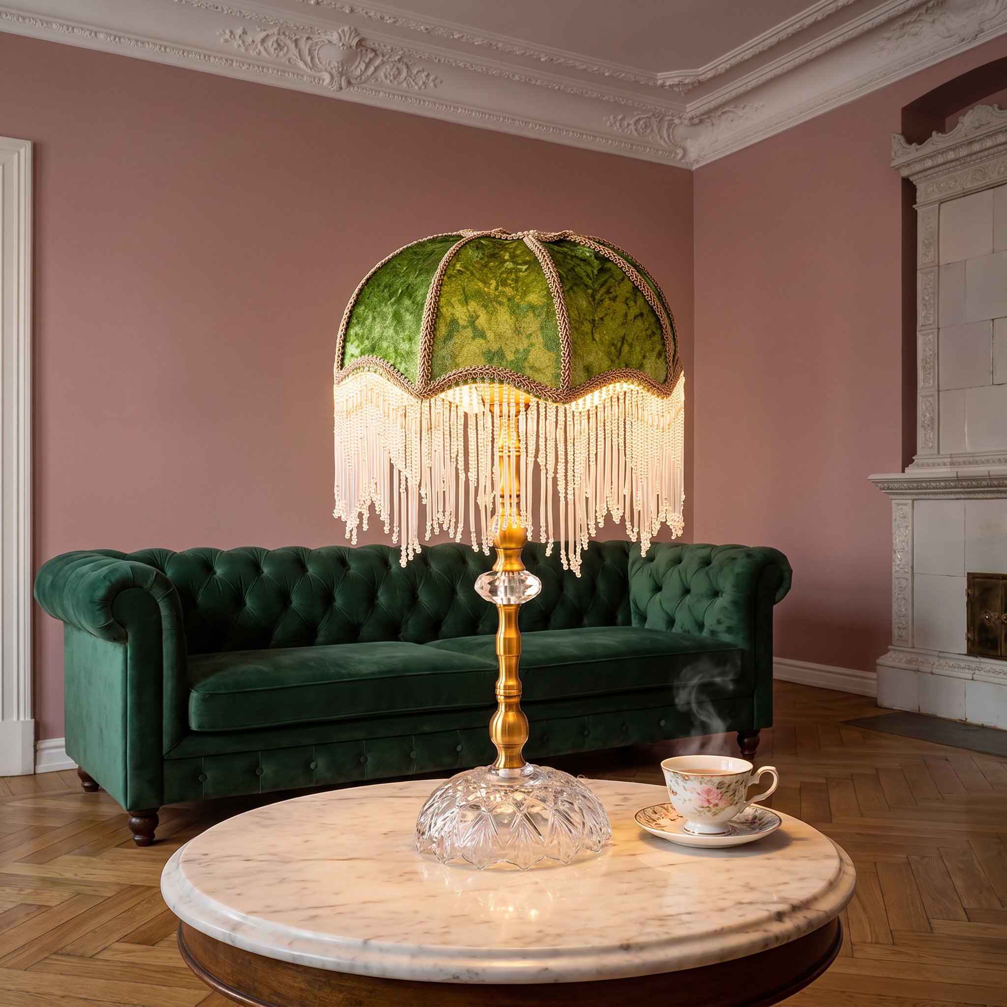 Allison - Fabric and Glass Table Lamp