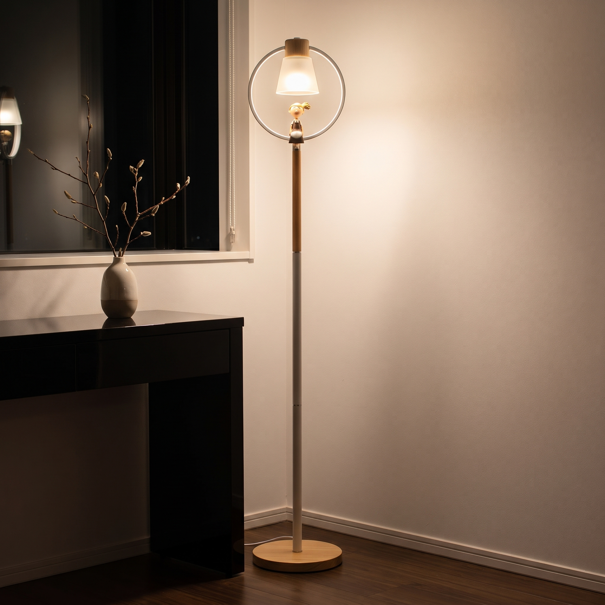 Gladys - Wood and Glass Floor Lamp