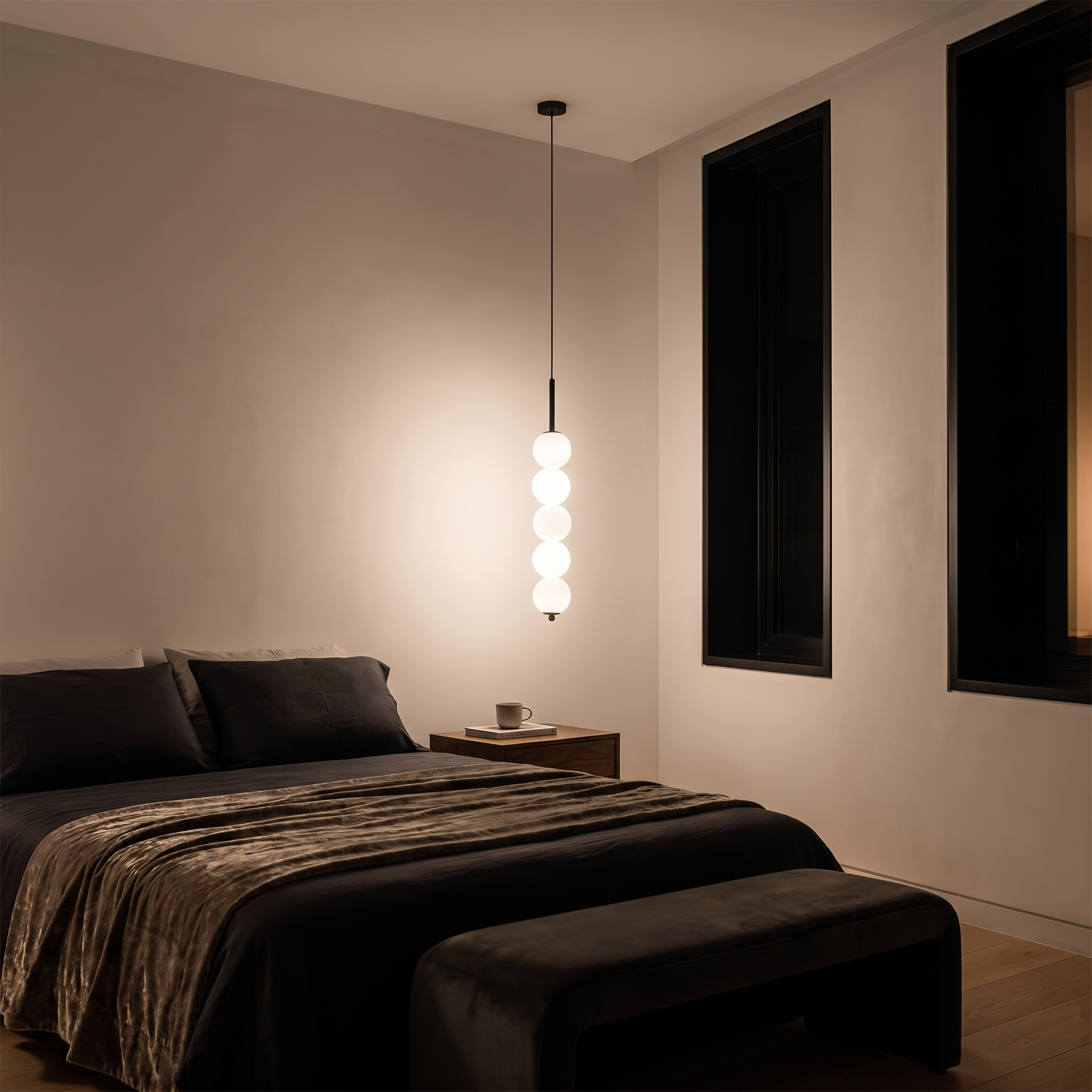 Rhoda - Stacked Milk Glass Orb Pendant Light