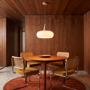 Cindy - Glass Shade and Wood Pendant Light - 1 Head ∅ 11″ x H 3.9″ / White & Wood color