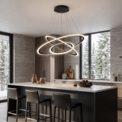 Elbert - Black Tiered Ring Chandelier in a styled interior