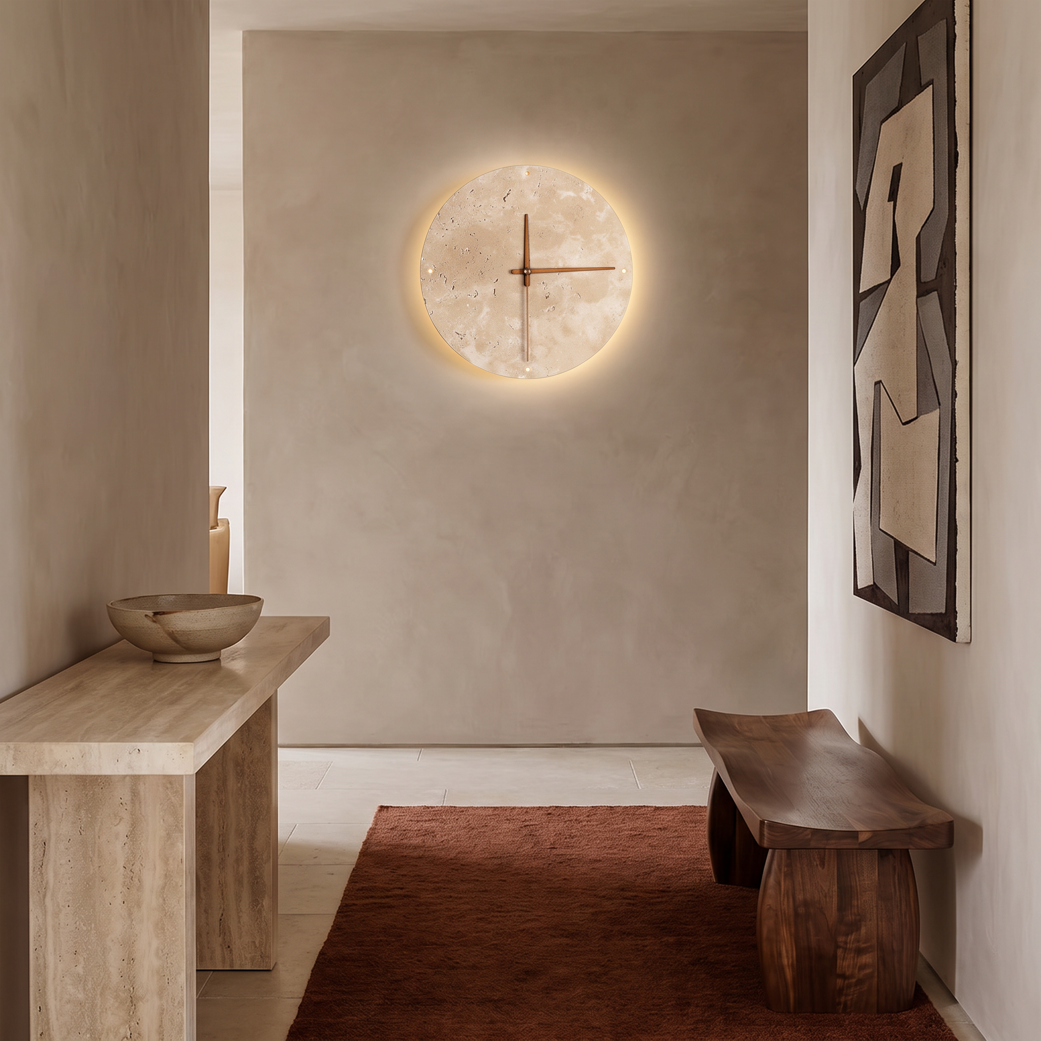 Harriet - Travertine Clock Wall Light