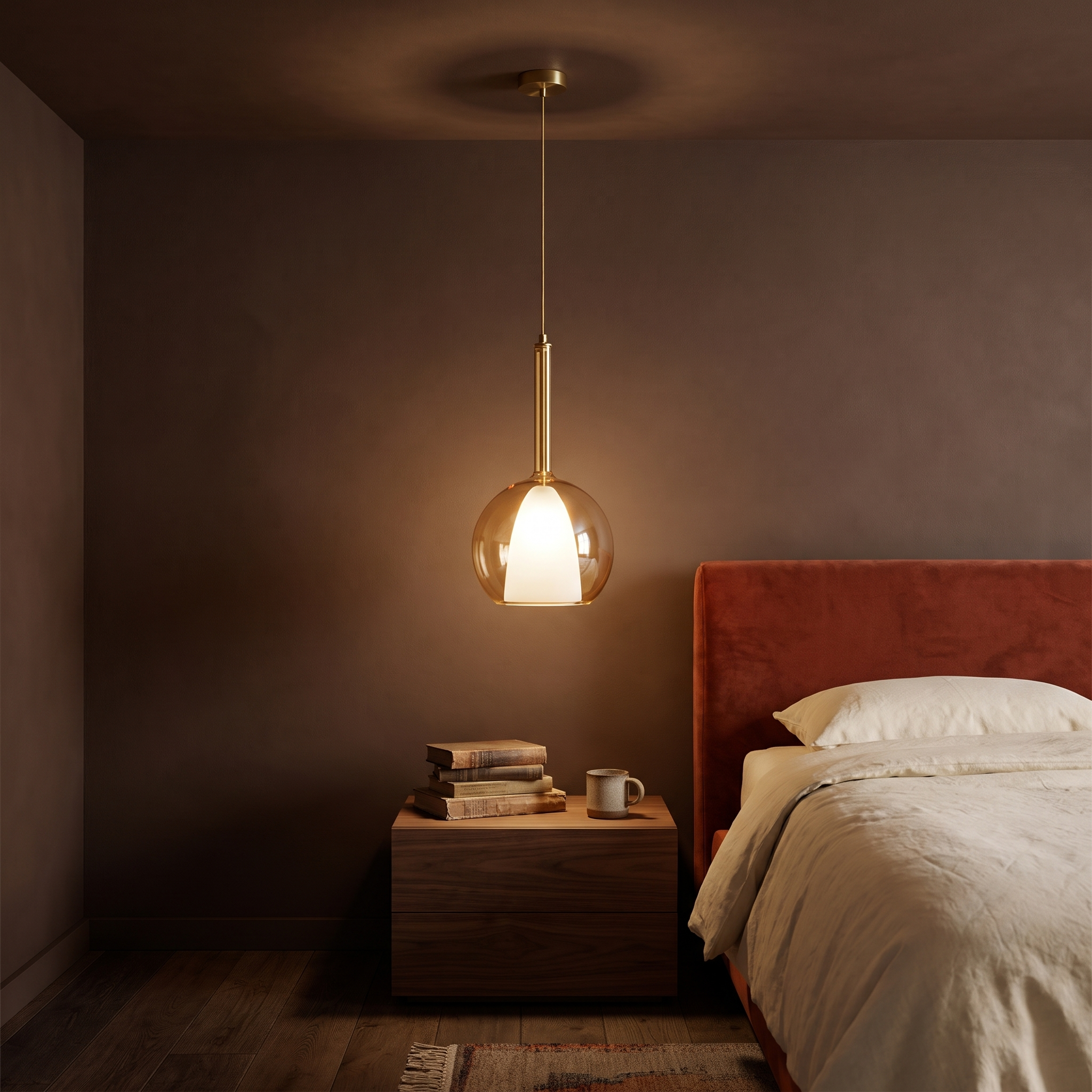 Myra - Glass Globe Pendant Light in a styled interior