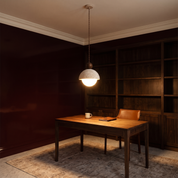 Dewey - Travertine and Glass Pendant Light in a styled interior