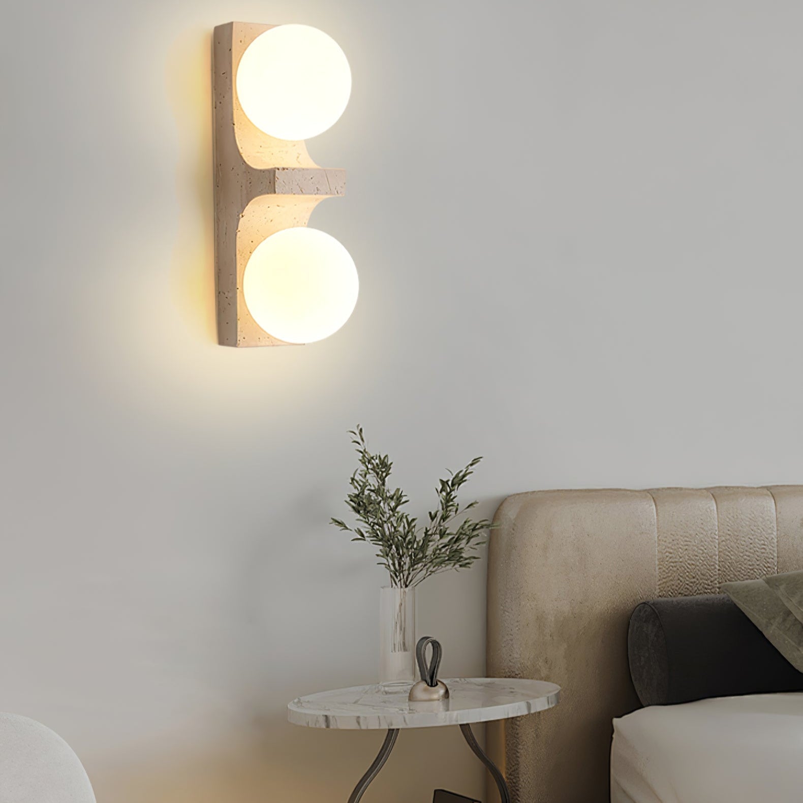 Tethys - Travertine Ring Wall Sconce