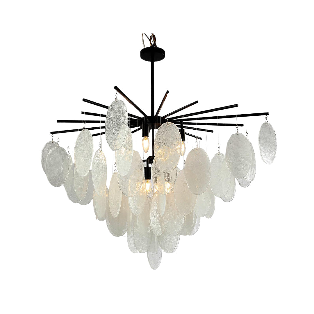 Pyrrha - Matte Black and Clear Glass Chandelier