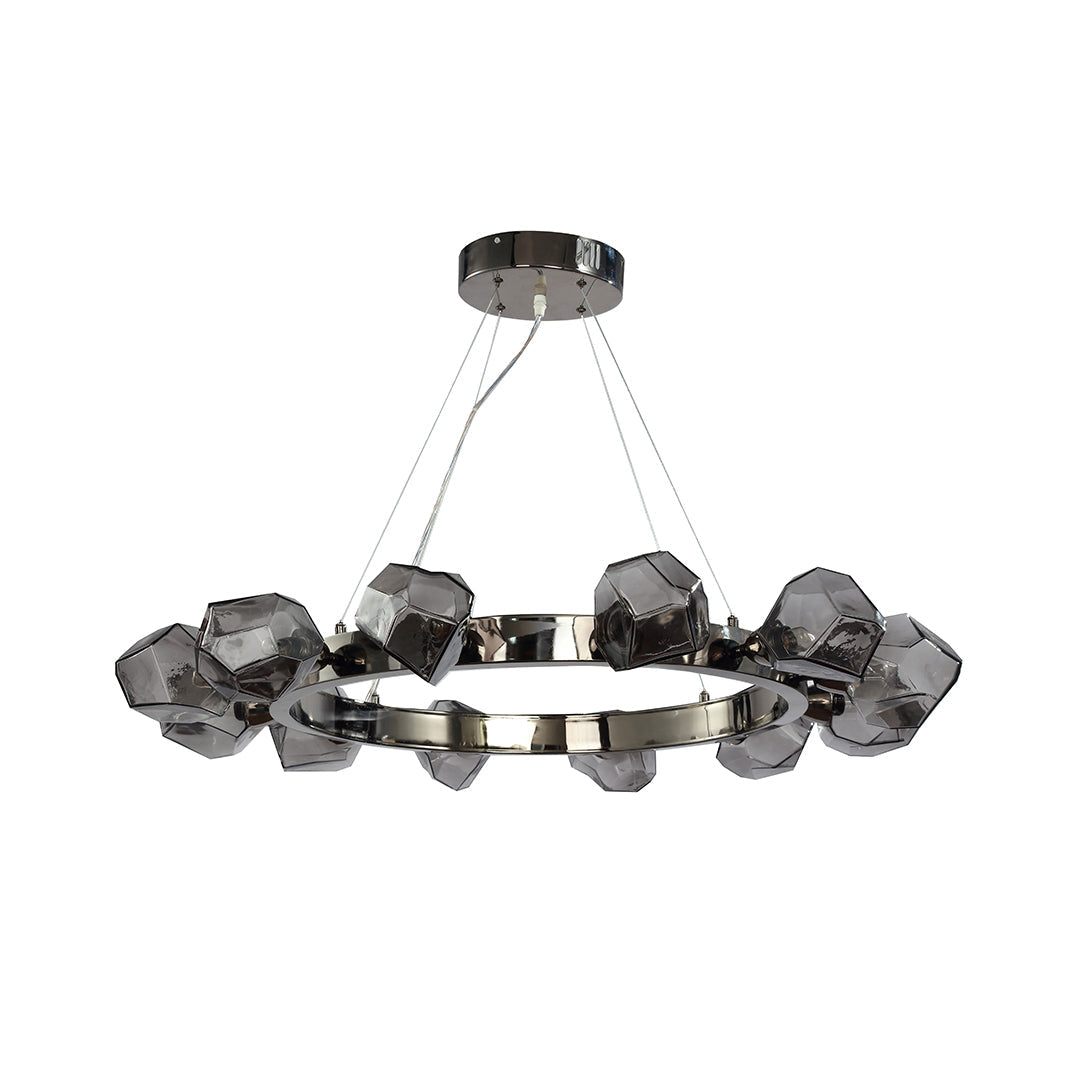 Alekto - Black Ring Chandelier with Glass Shades