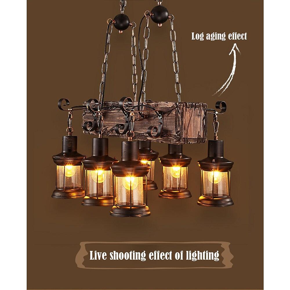 Damaris - 6-Light Wood Lantern Chandelier