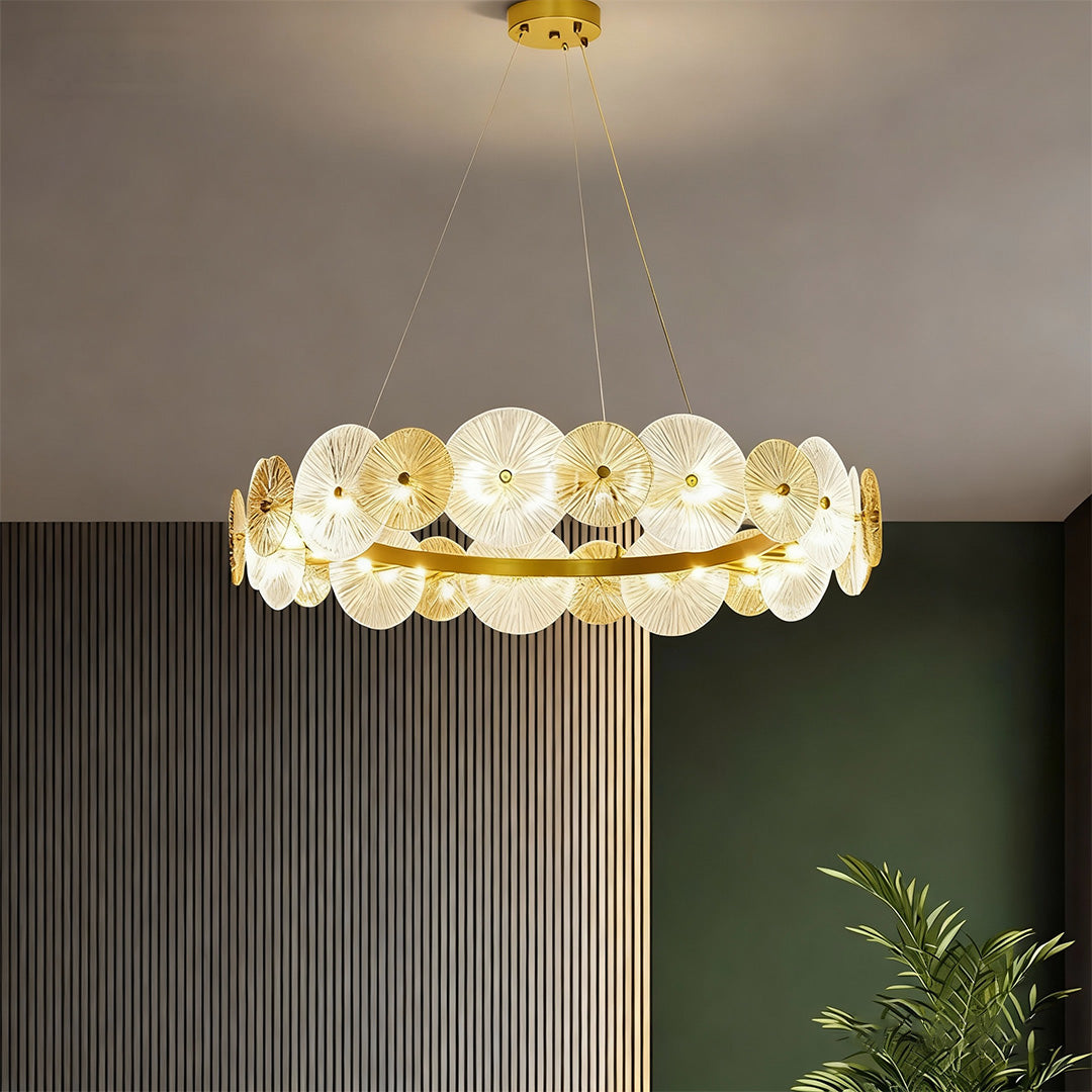 Bakchylides - Brass Frame Glass Chandelier