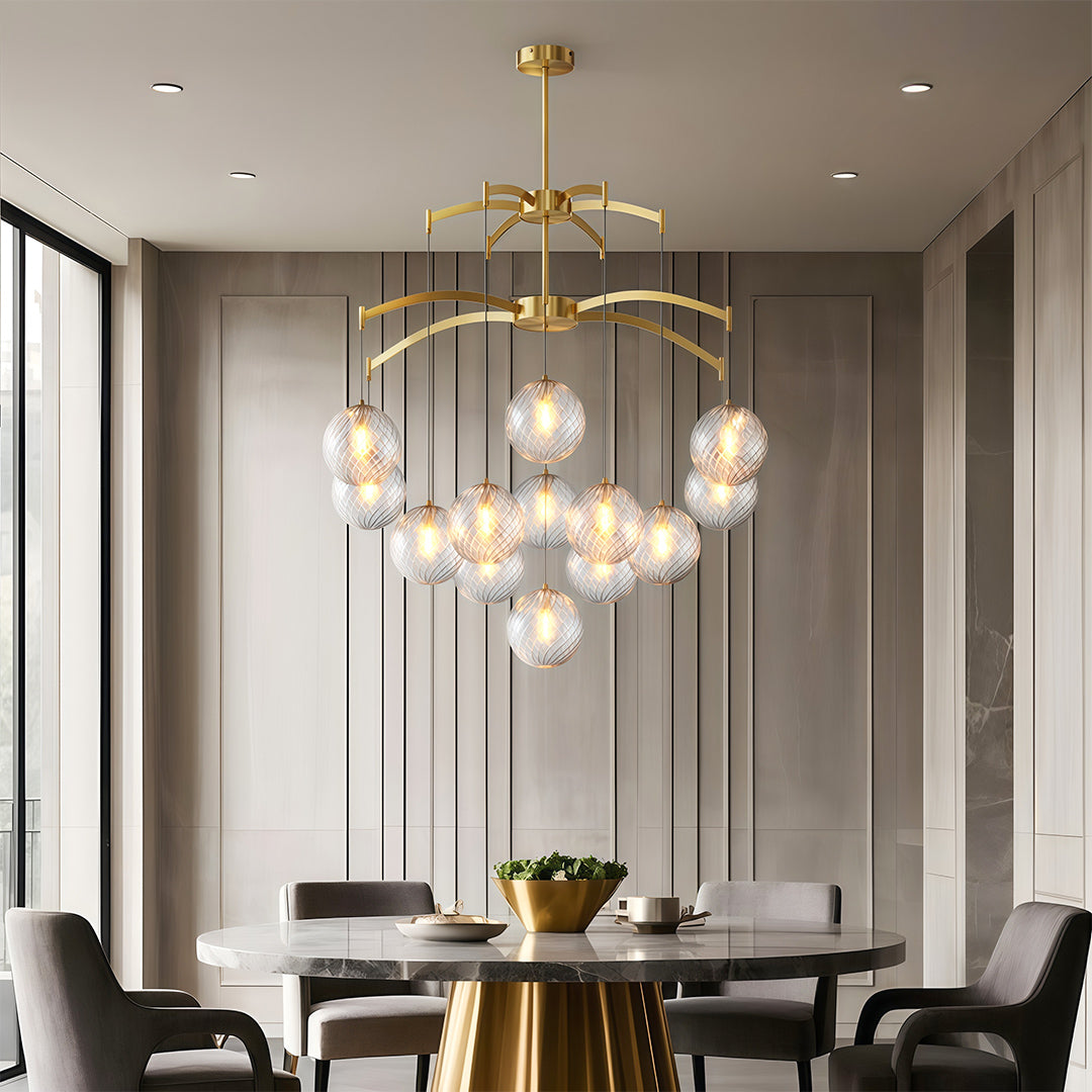 Lysandra - Brass and Glass Globe Chandelier