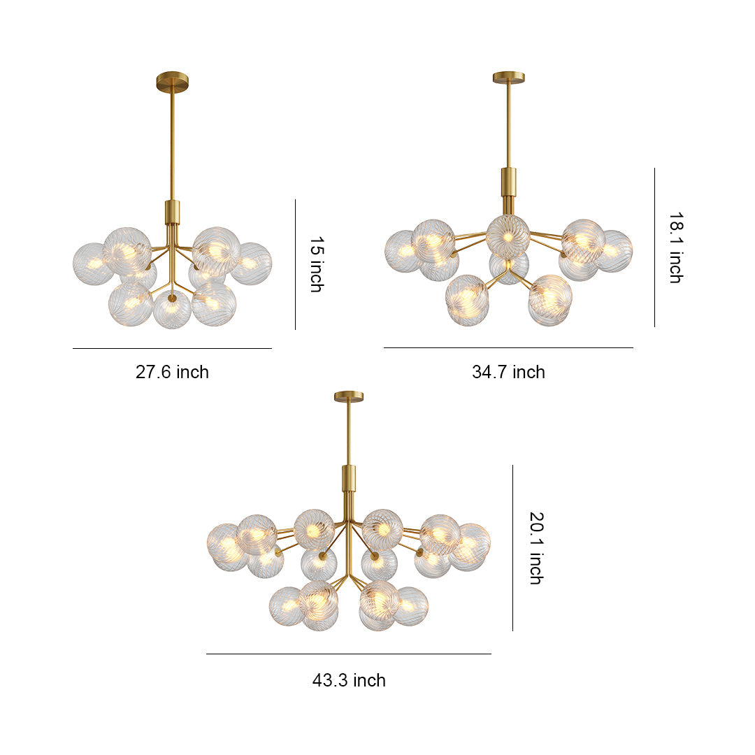Cassia - Solid Copper Glass Ball Chandelier