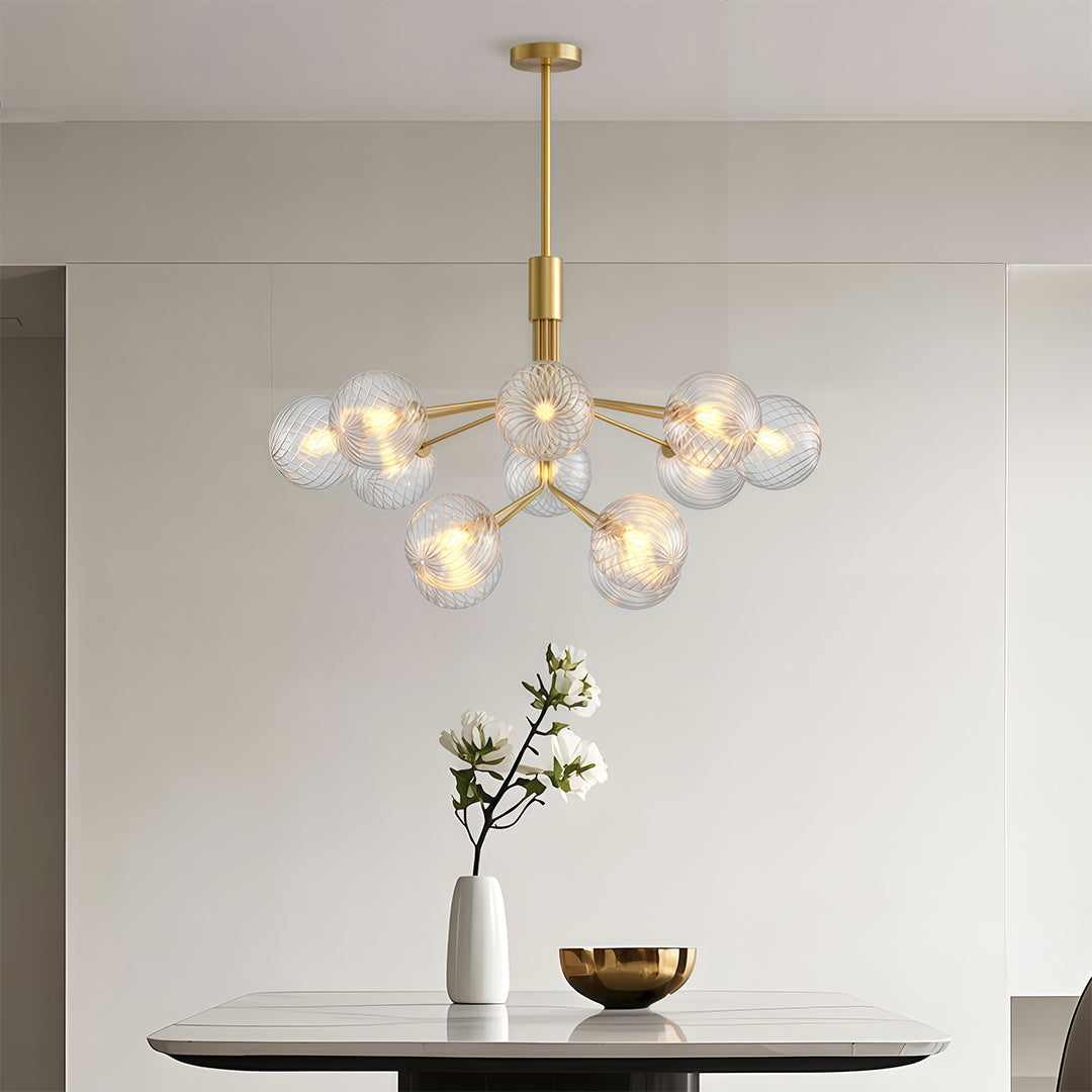 Cassia - Solid Copper Glass Ball Chandelier