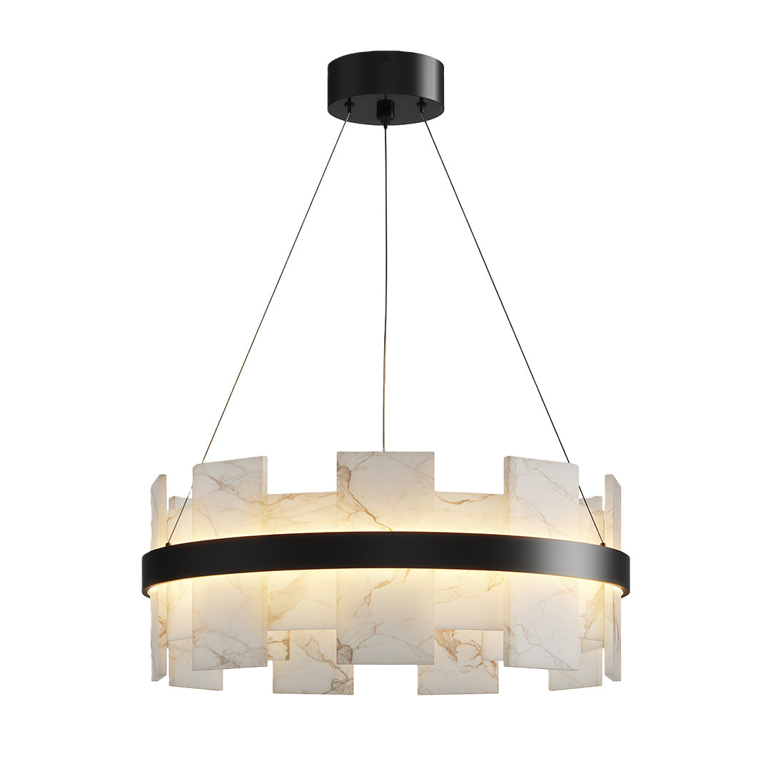 Elara - Brass and Stone Ring Chandelier