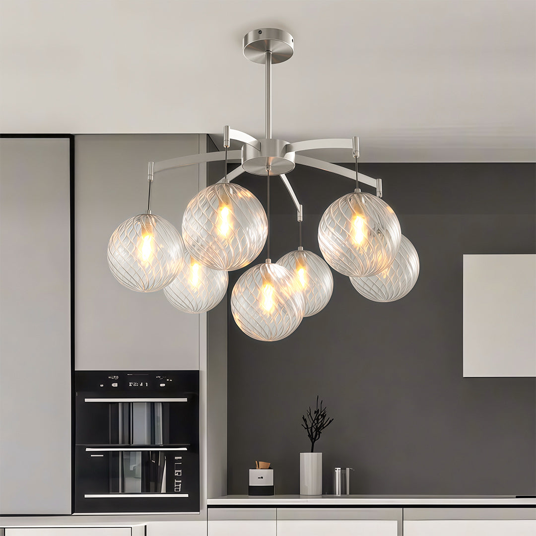 Lysandra - Brass and Glass Globe Chandelier
