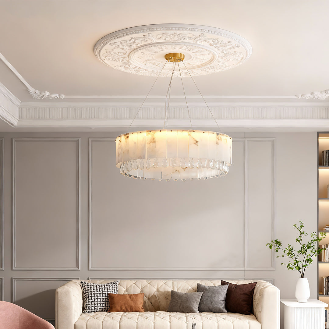 Melantho - Brass and Cloud Stone Chandelier