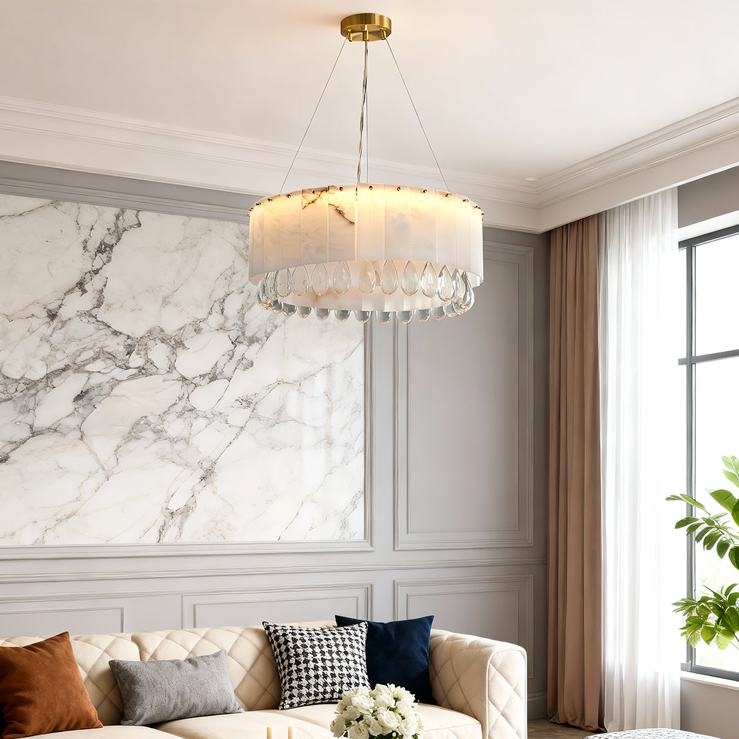 Melantho - Brass and Cloud Stone Chandelier