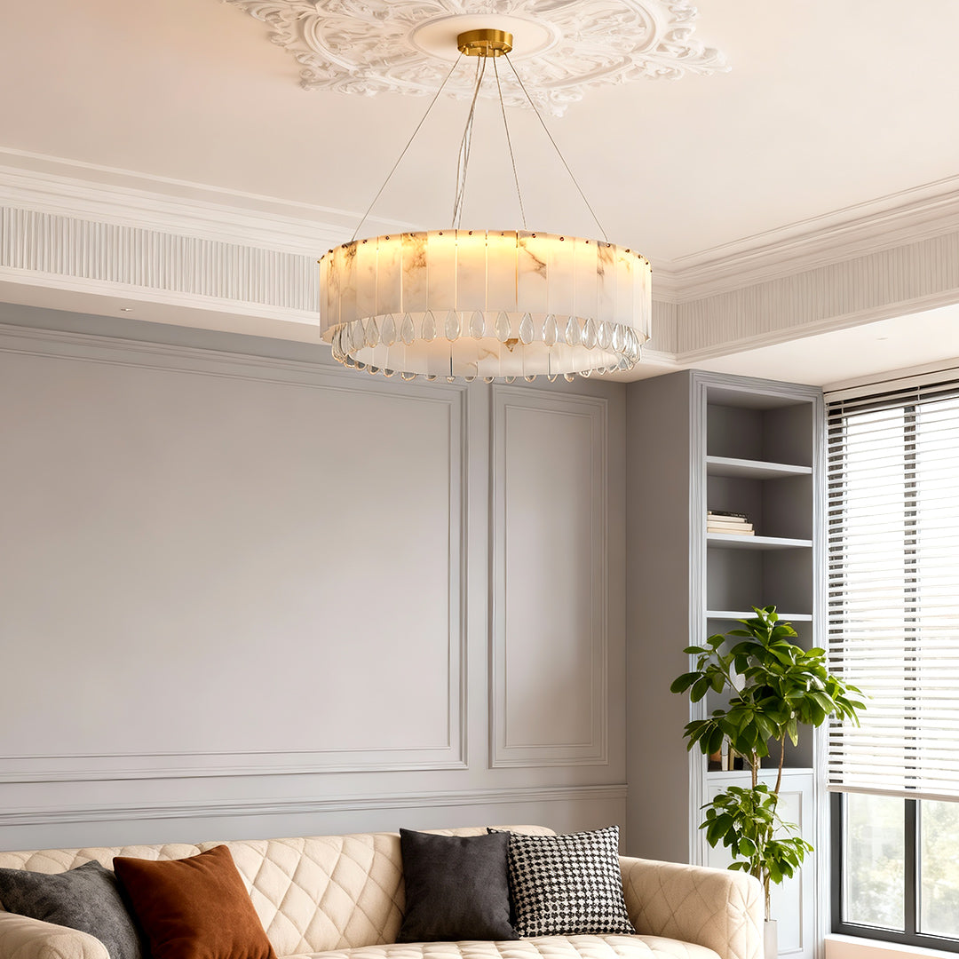 Melantho - Brass and Cloud Stone Chandelier
