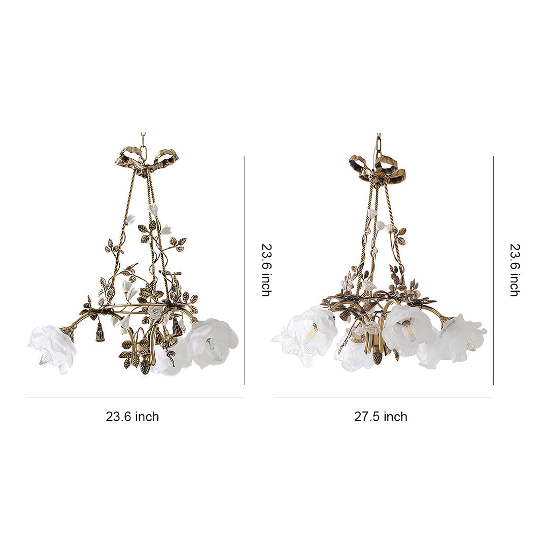 Erato - Brass and Glass Flower Chandelier