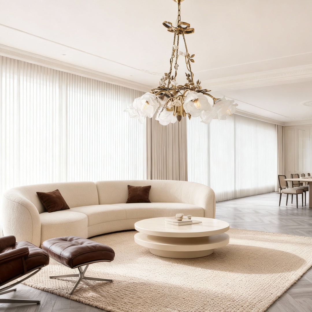 Erato - Brass and Glass Flower Chandelier