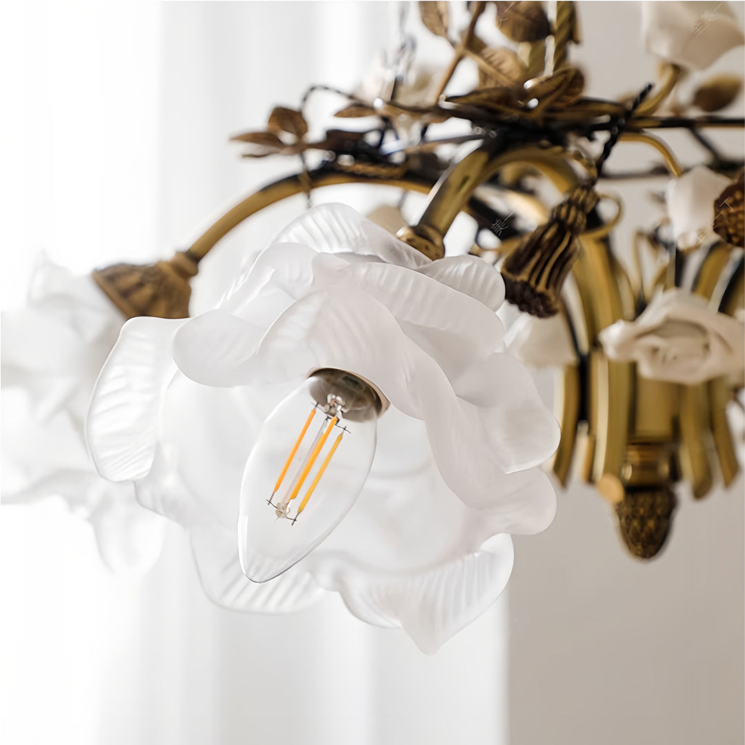 Erato - Brass and Glass Flower Chandelier