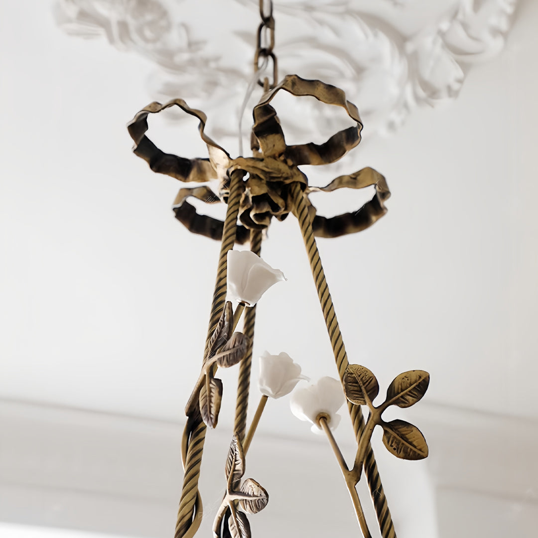 Erato - Brass and Glass Flower Chandelier