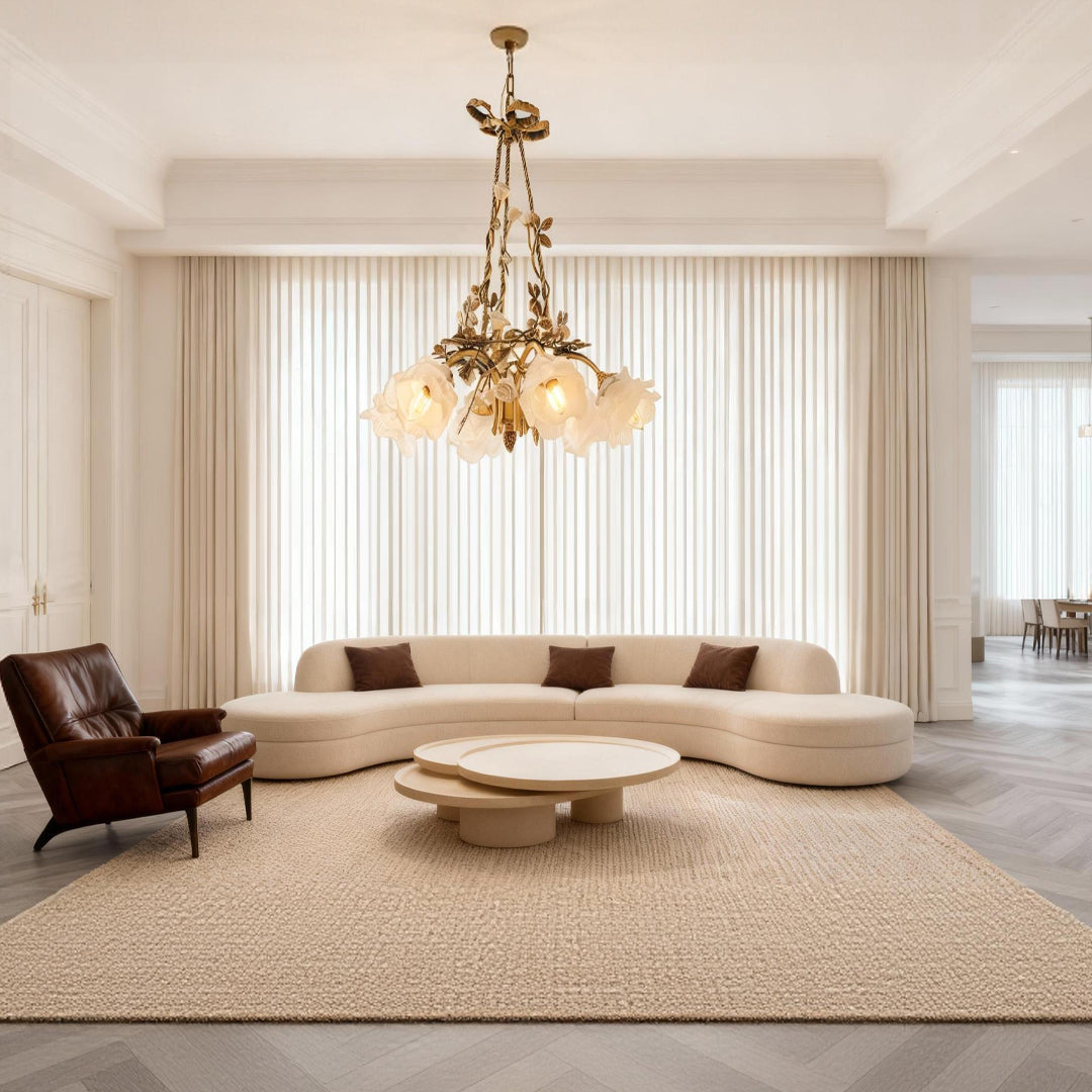 Erato - Brass and Glass Flower Chandelier