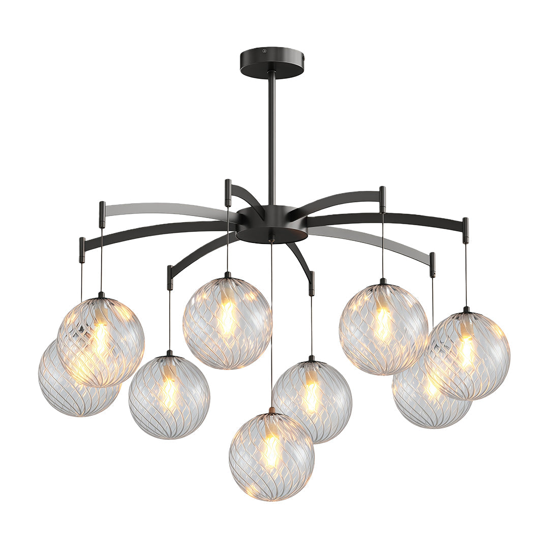 Lysandra - Brass and Glass Globe Chandelier
