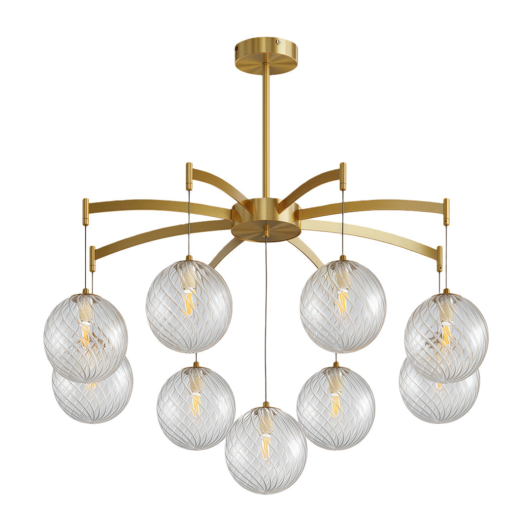 Lysandra - Brass and Glass Globe Chandelier