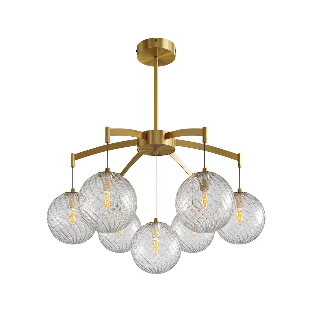 Lysandra - Brass and Glass Globe Chandelier