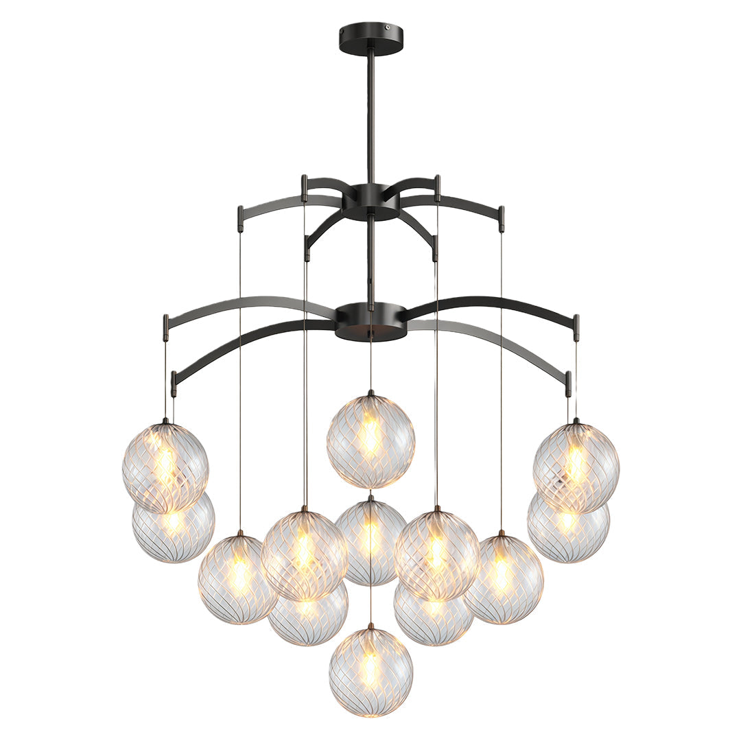 Lysandra - Brass and Glass Globe Chandelier