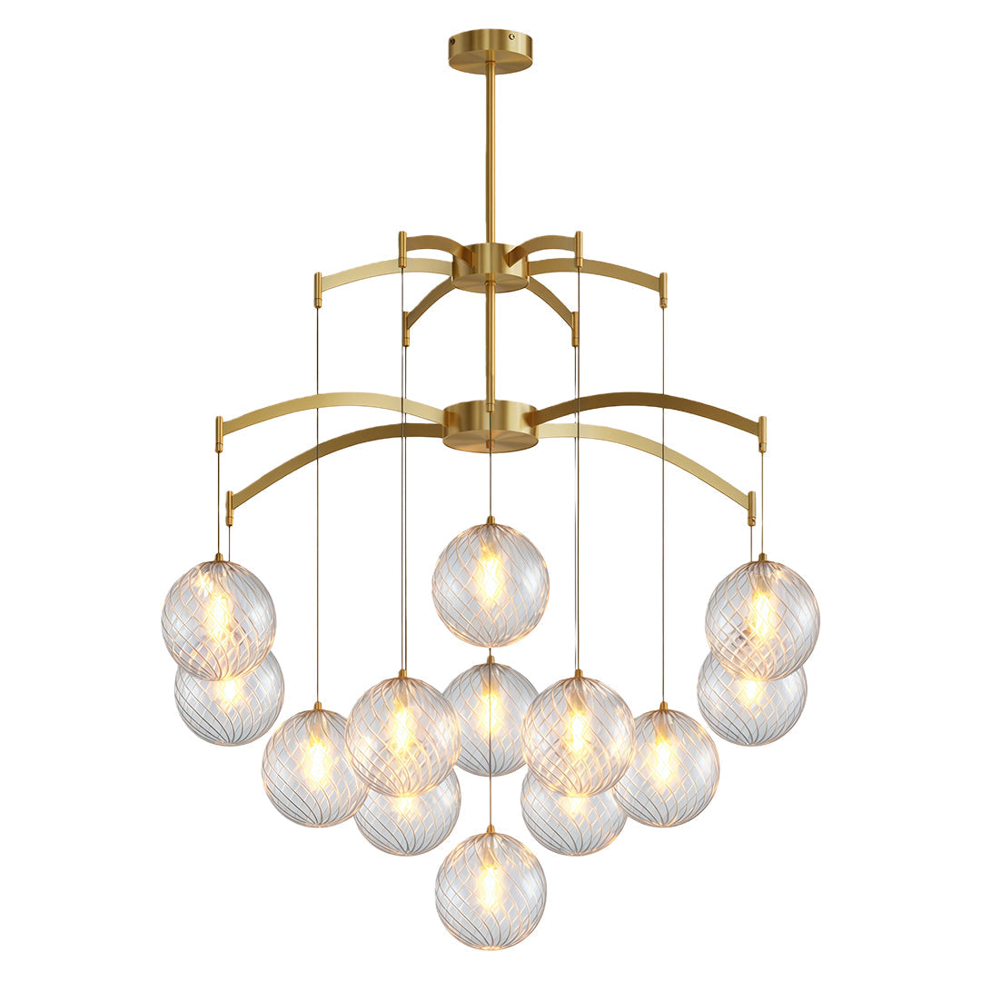Lysandra - Brass and Glass Globe Chandelier