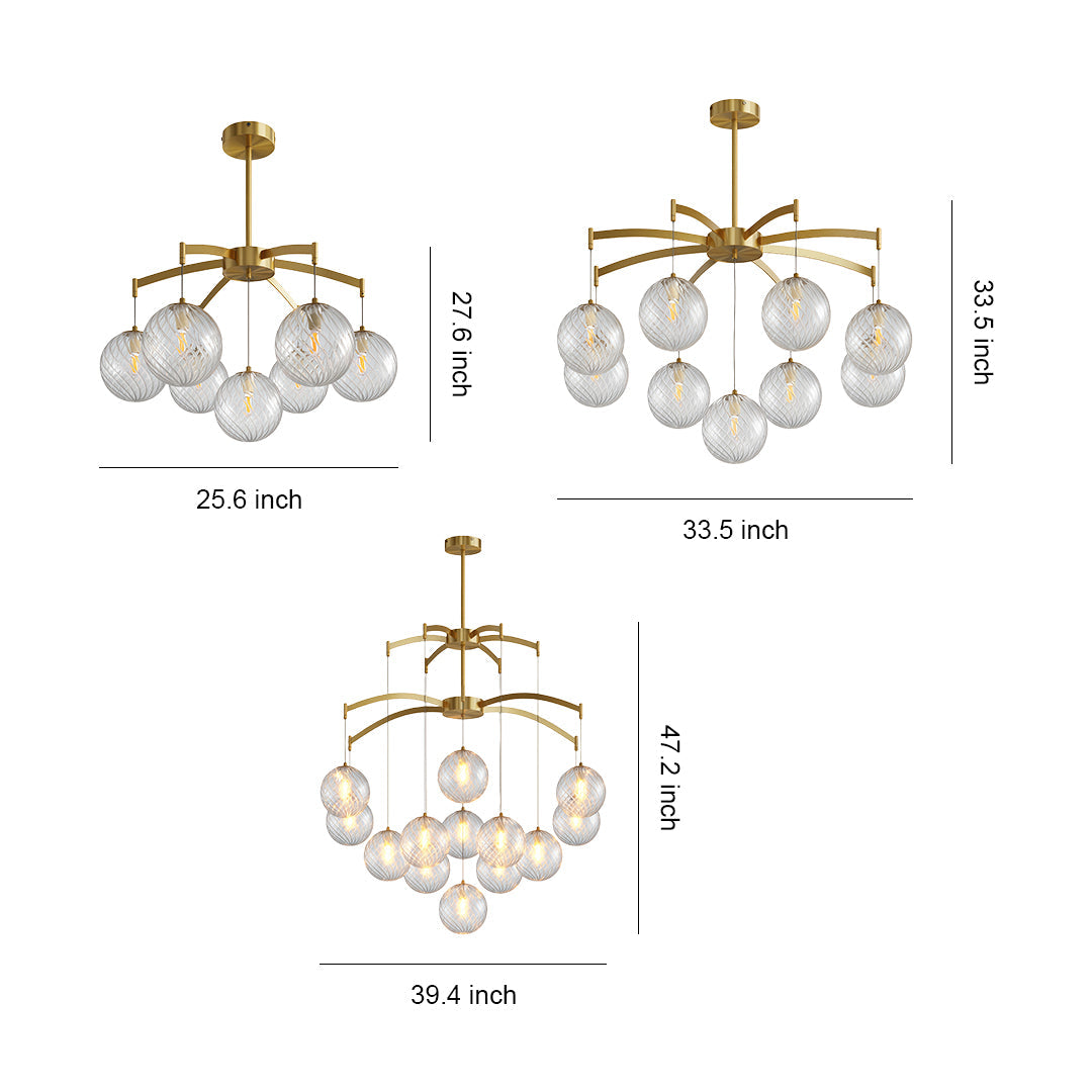 Lysandra - Brass and Glass Globe Chandelier