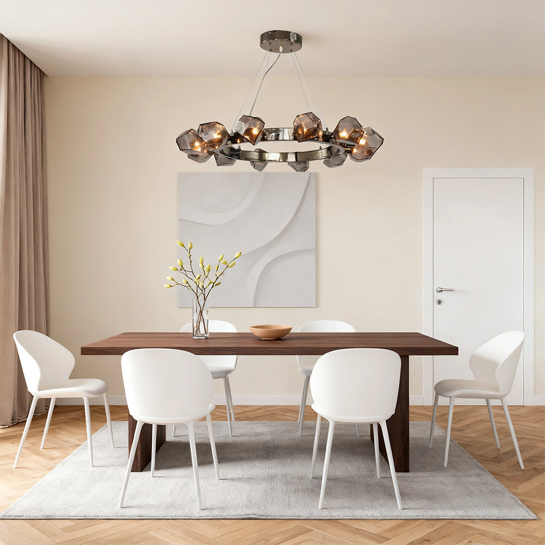 Alekto - Black Ring Chandelier with Glass Shades