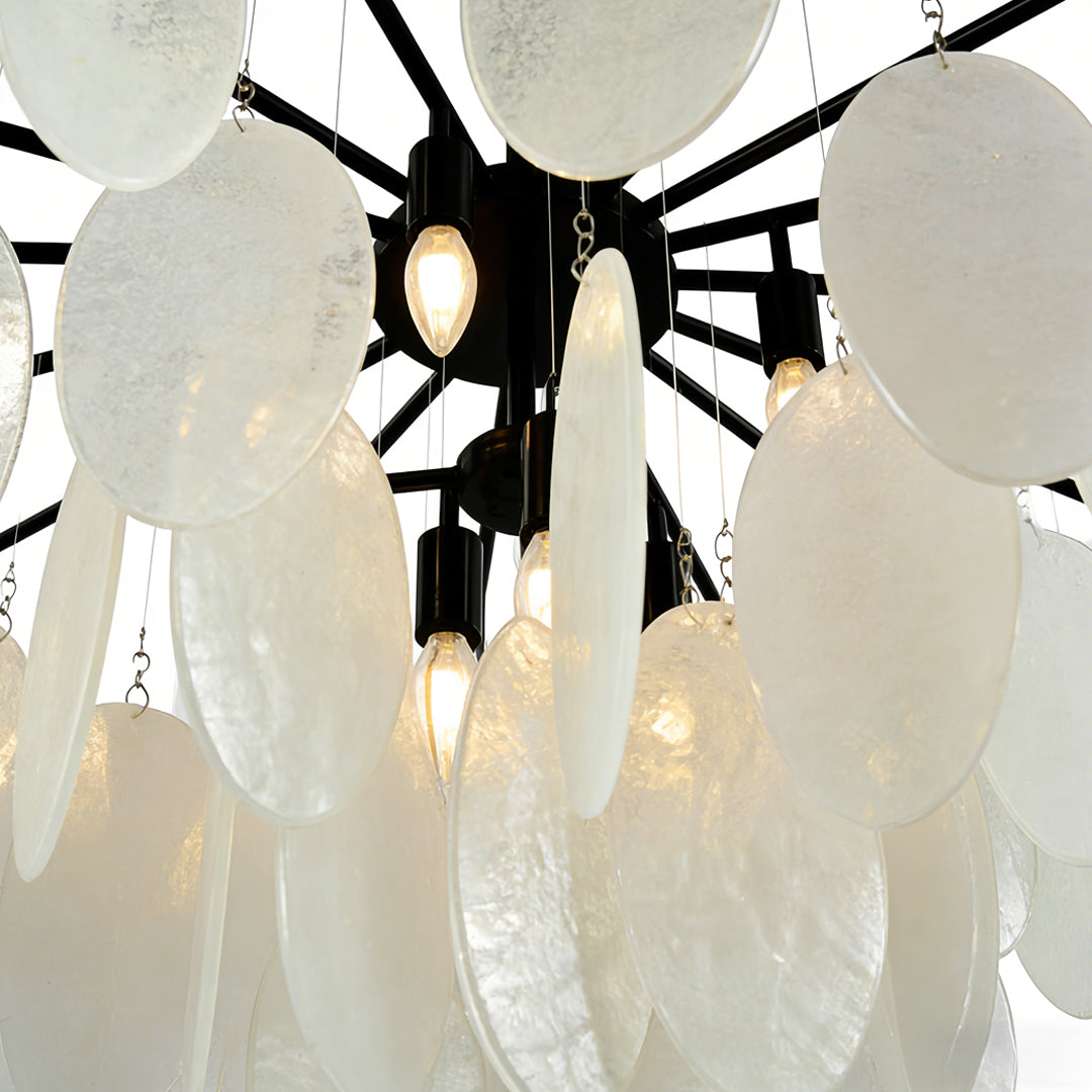 Pyrrha - Matte Black and Clear Glass Chandelier