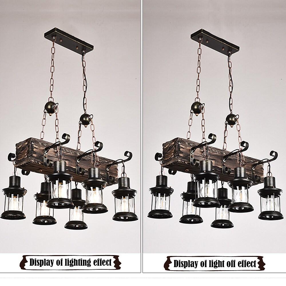 Damaris - 6-Light Wood Lantern Chandelier