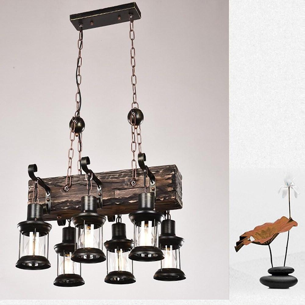 Damaris - 6-Light Wood Lantern Chandelier