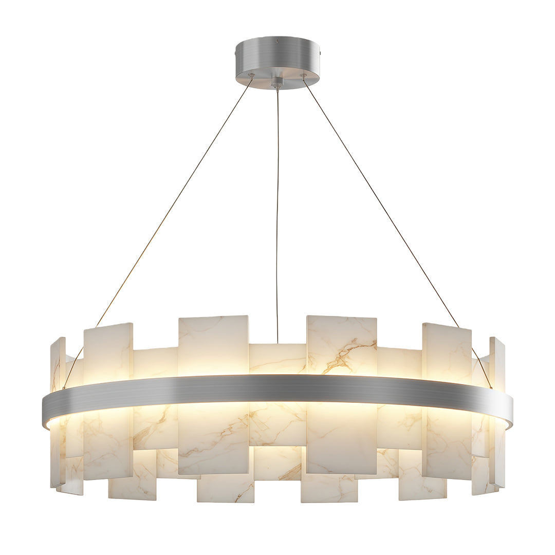 Elara - Brass and Stone Ring Chandelier