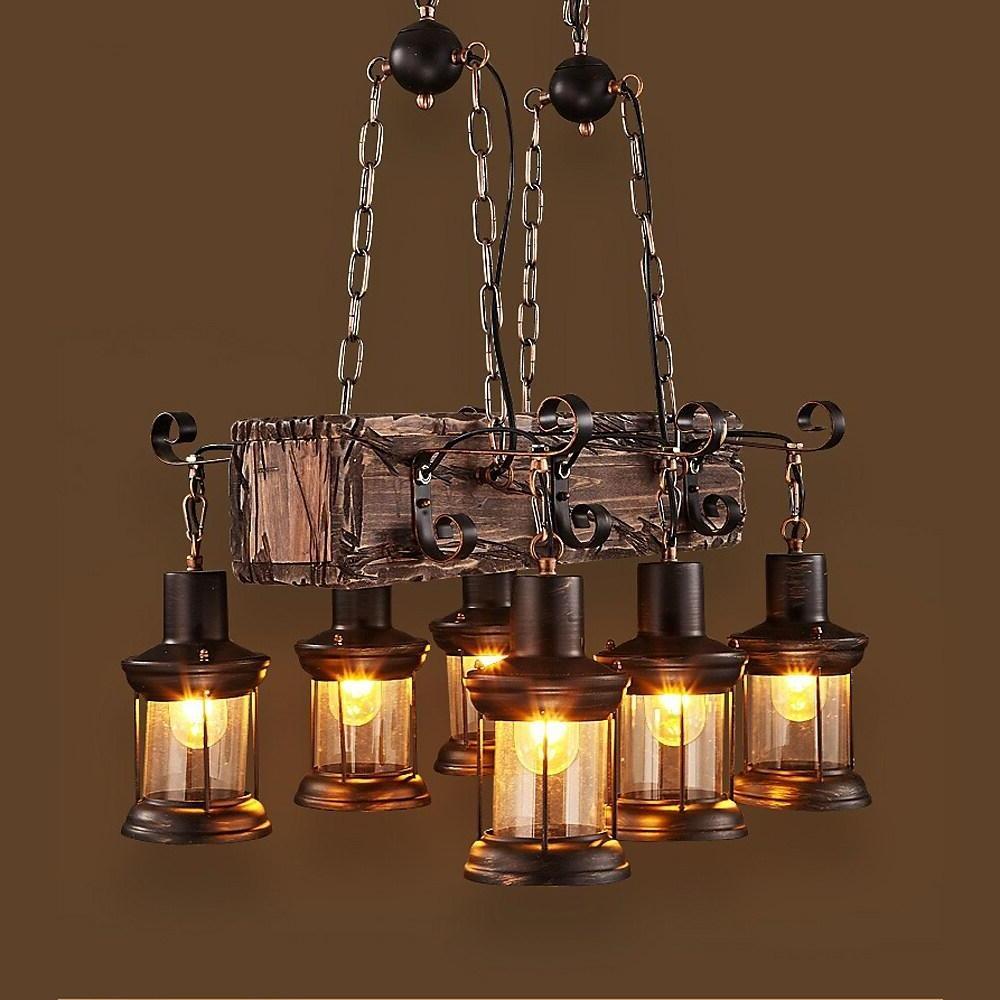 Damaris - 6-Light Wood Lantern Chandelier