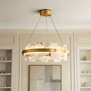 Elara - Brass and Stone Ring Chandelier