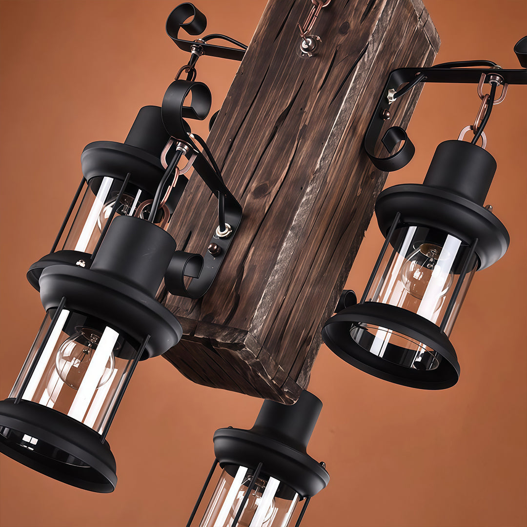 Erasmia - Wood 4-Light Lantern Chandelier