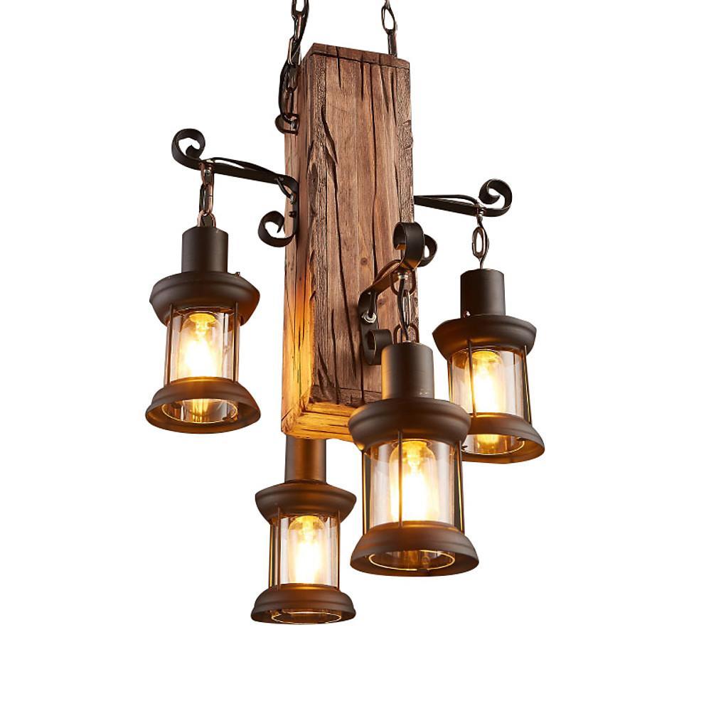 Erasmia - Wood 4-Light Lantern Chandelier