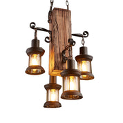 Erasmia - Wood 4-Light Lantern Chandelier