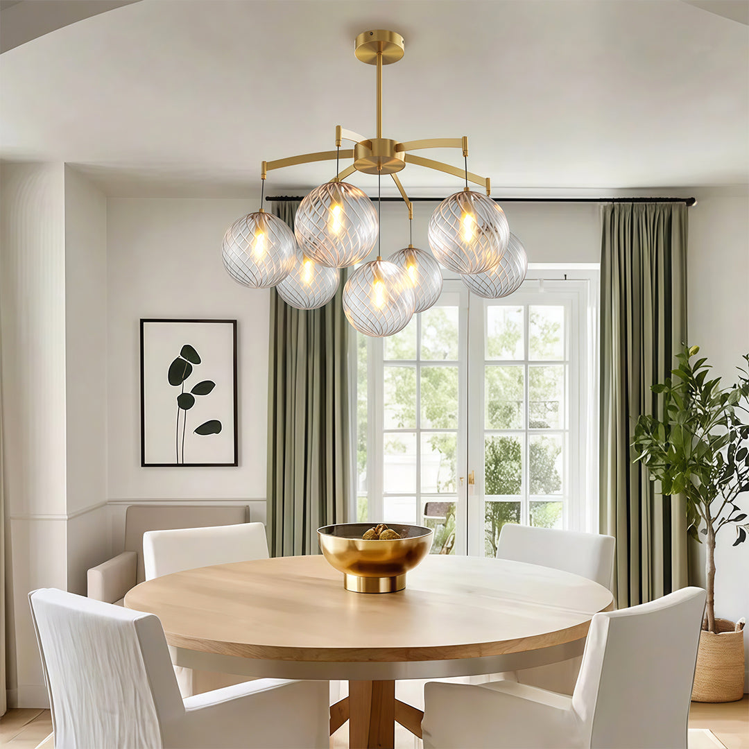 Lysandra - Brass and Glass Globe Chandelier