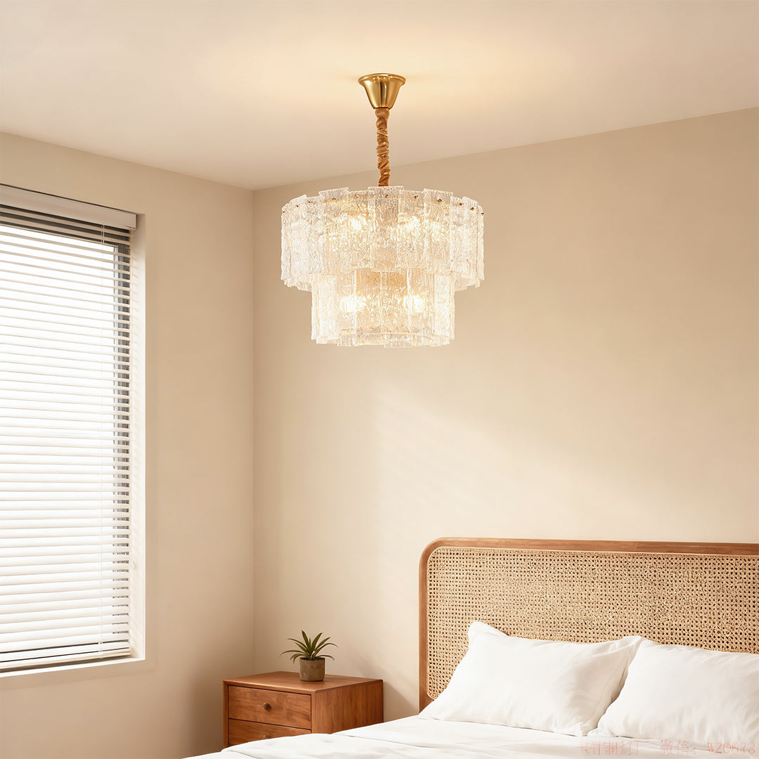 Eirene - Brass and Glass Tiered Chandelier